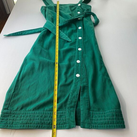 Anthropologie Maeve Elizabeth Green Side Button Denim Green Dress‎ Size 4 Used - Picture 9 of 16